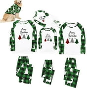 Matching Family Christmas Pajamas Pet Cute Warm Christmas Plaid Printed Pet Clothing Green(Green Dog L)